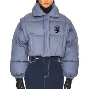 Veste en jean matelassée pour femme, style le plus récent, manches longues, imperméable, respirante, noir, bleu, poches personnalisées OEM, col détachable - Product Image 1