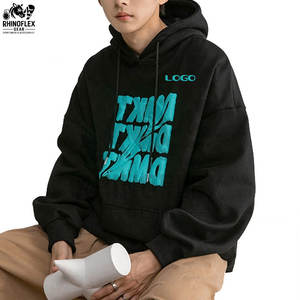 Fourniture d'usine de vêtements de sport surdimensionnés sweats à capuche imprimés bouffants basiques coton mélangé personnalisé respirant sweats à capuche imprimés bouffants pour hommes - Product Image 2