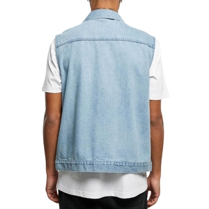 Gilet en jean classique pour homme, veste sans manches, mode décontractée, denim clair, gilet en jean pour superposition, logo personnalisé - Product Image 2