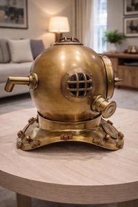 Réplique de casque de plongée marin en laiton, finition marron antique polie, motif ancre, pour plongée sous-marine - Product Image 3