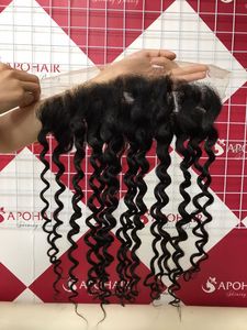 Cabello virgen brasileño sin procesar, rizos naturales de onda profunda, encaje frontal 13x4 con mechones sin enredos ni caída - Product Image 3