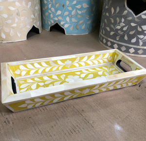 Plateau décoratif rectangulaire grand format en os incrusté fait main de qualité supérieure pour mariage, restaurant, service de café, usage domestique - Product Image 1