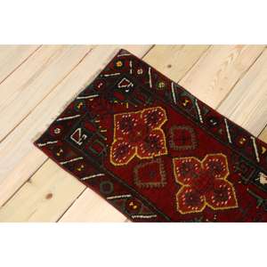 Tapis turc vintage, tapis de 1,3 x 2,3 pieds, tapis en laine persane rouge - Product Image 4