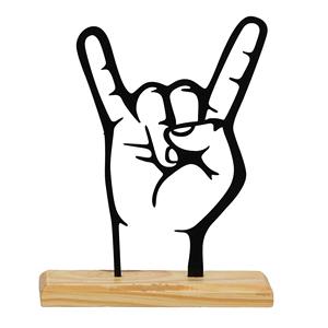 Belle sculpture à la main en métal noir avec base en bois Accent décoratif idéal pour le salon et l'espace de travail - Product Image 1