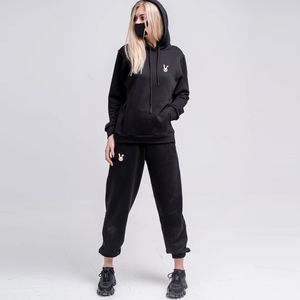 100% coton grande taille femmes tenue décontracté mode 2 pièces ensemble survêtement femme sweat pantalons de survêtement survêtement pour les filles - Product Image 1