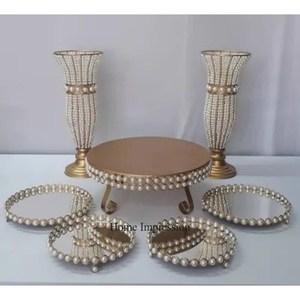 อุปกรณ์ตกแต่งโต๊ะงานแต่งงานแกนกลางทำจากอลูมิเนียมเคลือบทองด้วยการออกแบบที่ไม่เหมือนใครในอินเดีย - Product Image 6