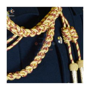 Crimson Fleck Aiguillette Aglet Gold Gilt Cordón de hombro tejido a mano para ceremonias con dos equipos de defensa personal - Product Image 1
