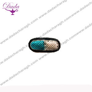 Broche bleue brodée à la main, badges, fil de Bullion, mode veste indienne, patchs brodés, blazer, écusson doré - Product Image 1