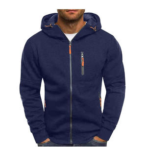 Veste à capuche zippée en molleton léger pour homme avec poches à motif solide pour le sport et la course en plein air - Product Image 3