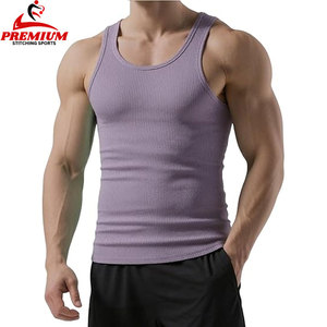 Customizable Men's Ribbed Tank Top Fitness <b>Running</b> <b>Singlet</b> Tight Gym Compression Athletic Clothing Fitted for Sports - Product Image 3