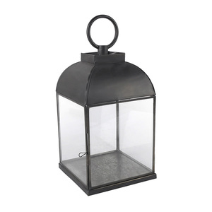 Modern Geometric <b>Glass</b> <b>Lantern</b> Indoor Outdoor Hanging Candle Holder Large Black Metal Decorative <b>Lantern</b> for Wedding Centerpiece - Product Image 3