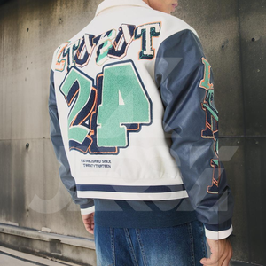 Chaqueta Bomber Clásica Deportiva de Lana para Hombre, Ligera, Transpirable, con Cierre de un Solo Botón, Puños y Dobladillo Acanalados - Product Image 3