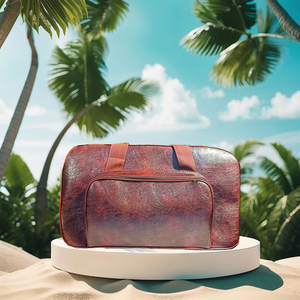 Bolsa de viaje plegable de cuero genuino con cierre de cremallera, lona de moda para exteriores para zapatos, bolsa de fin de semana impermeable - Product Image 6