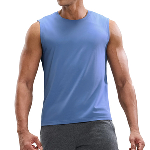 Chaleco deportivo para hombre, camiseta sin mangas de secado rápido con cuello redondo, camiseta sin mangas holgada abierta de Color sólido - Product Image 1