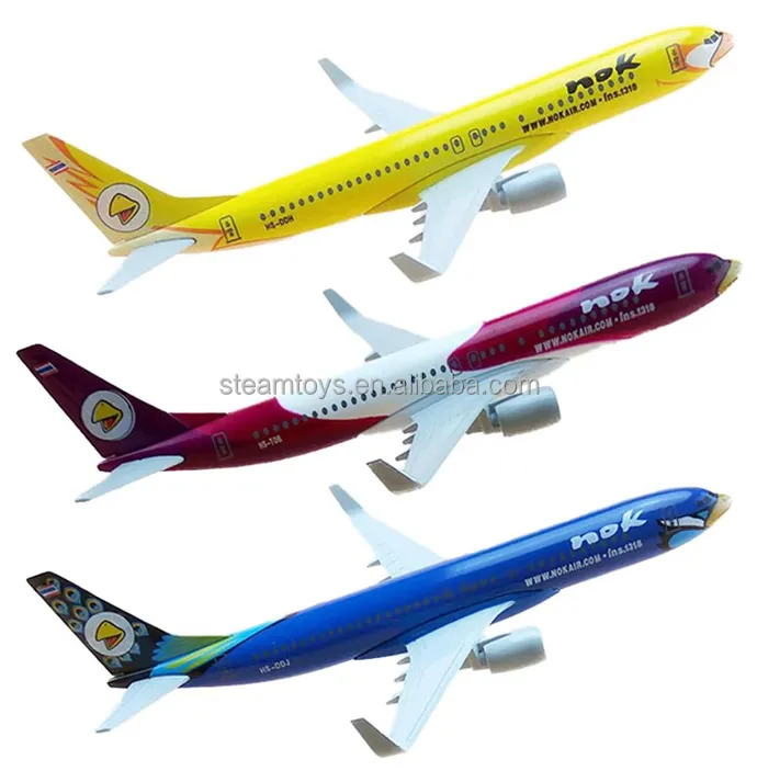 Modèle d'avion moulé sous pression de 16cm Nok Air Thailand Boeing 737 Thai Jaune Violet Blanc Bleu Oiseau avec support Modèle Airways