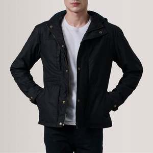 Marlo Black Canvas Hooded Work <b>Jacket</b> Reversible Zippered Water Proof with Embroidered Patchwork Vintage Style From XS to 6XL - Product Image 1