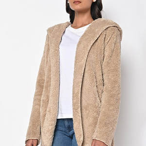 Pocket Stylish Look 2025 Nuevo artículo Mujeres Sherpa Hoodie Oversized Basic Color Look Durable Mujer Sherpa Jacket - Product Image 2