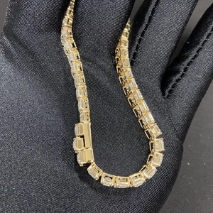 Bracelet en argent sterling 925 avec testeur de diamants de laboratoire taillés en émeraude blanche-Cadeau réussi pour lui/elle avec perle de moissanite - Product Image 4