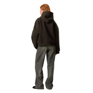 Sweat à capuche surdimensionné en molleton français 280g avec fermeture éclair, logo, décontracté, hiver, écologique, séchage rapide, respirant, haute qualité, 100% coton, pour femme - Product Image 4