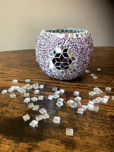 Velas Votivas de Vidrio Art Deco Antiguas Hechas a Mano, de 3-5 Pulgadas, con Diseño de Nubes Punteadas, de Combustión Lenta y Duradera, Únicas para el Hogar - Product Image 4