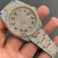 Edle Zweifarbige Edelstahl-Mechanikuhr mit Analogem Glaszifferblatt VVS-Reinheit DEF-Farbe Runder Brillantschliff Diamant für Herren