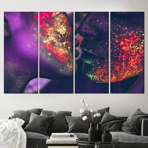 Beso Sensual: Decoración de Pared para Adultos - Impresión en Lienzo, Juego de 4 Lienzos - Product Image 1