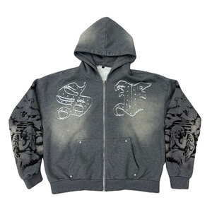 เสื้อฮู้ดดี้ผู้ชายลายมุกด้านหน้าแบบซีดจาง สไตล์สตรีทแวร์ ทรงหลวมแบบ Heavy Baggy พร้อมกางเกงจ็อกเกอร์ผ้าฝ้าย ชุดสเวตสูทผู้ชาย - Product Image 2