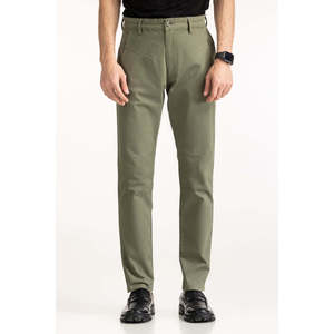 Pantalon Chino Slim Fit en Toile Vert Foncé Aviator 100% Coton MN-TRC-SS25-017 Style Formel Coupe Droite Logo Personnalisable sur le Côté - Product Image 1