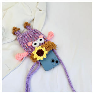 Crochet <b>Cute</b> Funny Small Flower Cartoon Cotton Fashion Portable Coin <b>Purse</b> Korean Shoulder Crossbody Mobile Phone Bag New - Product Image 6