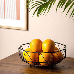 Forme ronde noir fini taille personnalisée métal fer corbeille à fruits panier de rangement rond table décorative maison hôtel ustensiles de cuisine - Product Image 5