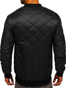 Elegante chaqueta bomber acolchada negra para hombre-Eleva tu armario El estilo clásico se encuentra con la comodidad moderna - Product Image 3