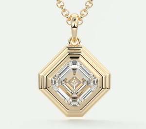 Pendentif Asscher Chunky en argent et or bicolore, style Hip Hop, serti de moissanite VVS, design glacé, baguette, pour soirée - Product Image 1