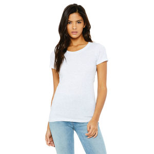 50% Polyester 25% Airlume peigné et anneau en coton 25% rayonne 40 simple 3.8 oz blanc blick femmes Triblend manches courtes t-shir - Product Image 1