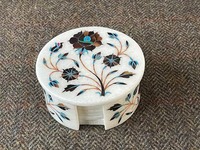 Lot de sous-verres de luxe portables et durables en marbre incrusté, faits à la main, écologiques, pour la maison, le bureau et l'hôtellerie - S.Kumar Sons