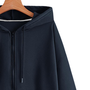 Sudadera con Capucha Unisex, Cierre de Cremallera, Color Sólido, Informal, de Invierno, Forro Polar, Manga Larga, Cómoda, para Uso Diario, Estilo Urbano - Product Image 3