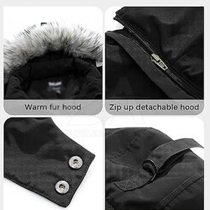 Veste en fausse fourrure à capuche pour homme en gros, veste d'hiver rembourrée pour l'extérieur, doublure épaisse, veste chaude - Product Image 5
