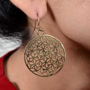 Hot Selling Elegant Gold Filled Ethnic Mandala <b>Hoop</b> Earring 18k Gold Plated Sterling <b>Silver</b> Women's Fashion Weddings Gifts - Product Image 5