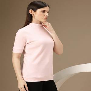 Décontracté été respirant coupe décontractée demi manches T-Shirt col haut solide imprimé rayonne coton décontracté été porter - Product Image 2