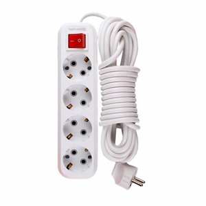4 Way White <b>Extension</b> <b>Socket</b> With Grounding With Button 2 Meters Cable Electrical Power Strip ABS Plastic UK US EU Standard - Product Image 2