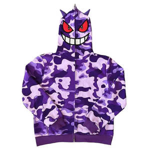 เสื้อมีฮู้ดสำหรับผู้ชายซิปแบบเต็มหน้าสำหรับฤดูหนาวผ้าฟลีซปักโลโก้ด้วยด้ายกำมะหยี่สไตล์ฮิปฮอป - Product Image 1