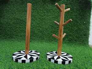 ที่วางแก้วกาแฟแบบพับได้ทำจากไม้ไผ่สำหรับห้องครัวบ้านหรูที่เป็นมิตรกับสิ่งแวดล้อม พร้อมตะขอ 6 อัน ปรับแต่งได้ - Product Image 2