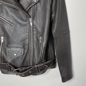 Veste de moto en cuir d'agneau véritable marron pour femmes Veste doublée à fermeture éclair de style motard pour femmes - Product Image 5