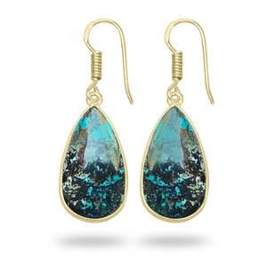 Venta al por mayor de aretes colgantes de azurita chapados en oro, joyería clásica para el cuerpo, estilo boda, idea de regalo moderna para mujer - Product Image 2