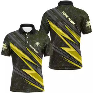 เสื้อกอล์ฟพิมพ์ลายดิจิทัลแบบเต็มชิ้นสำหรับผู้ชายเสื้อ100% โพลีเอสเตอร์สีทึบถักโลโก้ตามสั่ง - Product Image 4