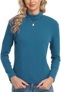 Camiseta de manga larga de cuello alto para mujer 100% algodón 160gsm OEM Bangladesh - Product Image 6