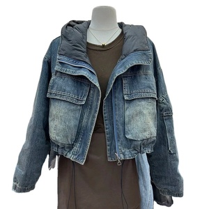 Elegante Y2K Vintage Cremallera Abrigos delgados Mujeres Impreso Cuello mandarín Streetwear Regular Chaqueta de mezclilla Transpirable Ecológico - Product Image 1