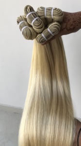 Couleur d'exportation # Extensions de cheveux humains indiens lisses de 24 pouces, double trame, colorées, pour femmes, prix de gros. - Product Image 2