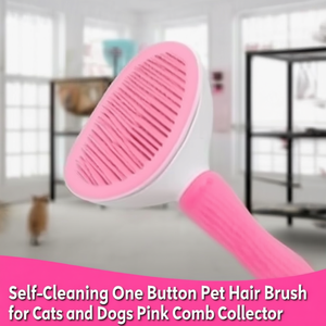 Self-Cleaning One <b>Button</b> Pet Hair Brush for Cats and <b>Dogs</b> Pink Comb Collector - Product Image 3