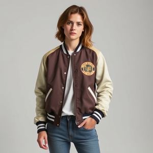 Chaqueta Universitaria Acolchada Gruesa y Cálida: Mangas de Cuero, Parches con Logotipo Personalizado, Estilo Nuevo, Calidad Superior, Precio al por Mayor. - Product Image 3