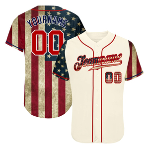 Maillot de Baseball imprimé personnalisé avec nom et numéro de l'équipe du drapeau américain pour hommes, nouvelle collection de vêtements de sport - Product Image 1